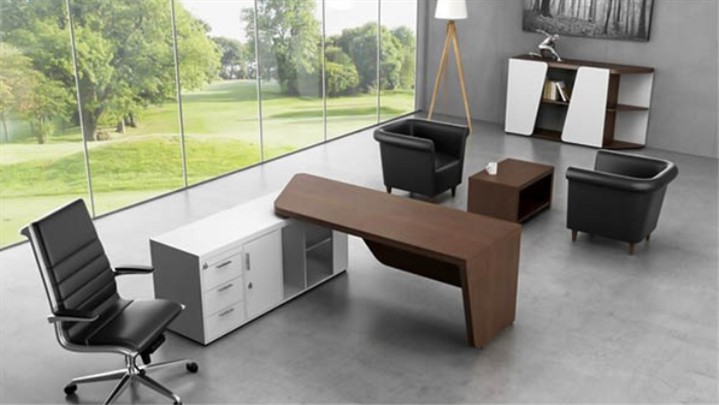 طراحی دفتر کار مدرن با مبلمان اداری مینیمال