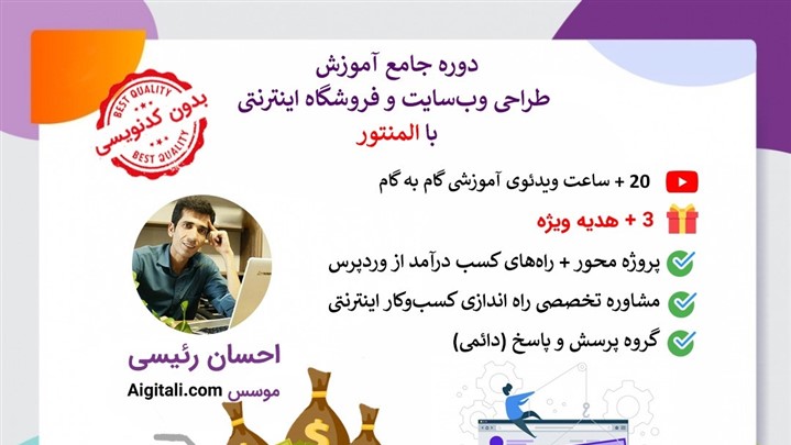 دوره جامع آموزش طراحی وب‌سایت و فروشگاه اینترنتی بدون کدنویسی با المنتور