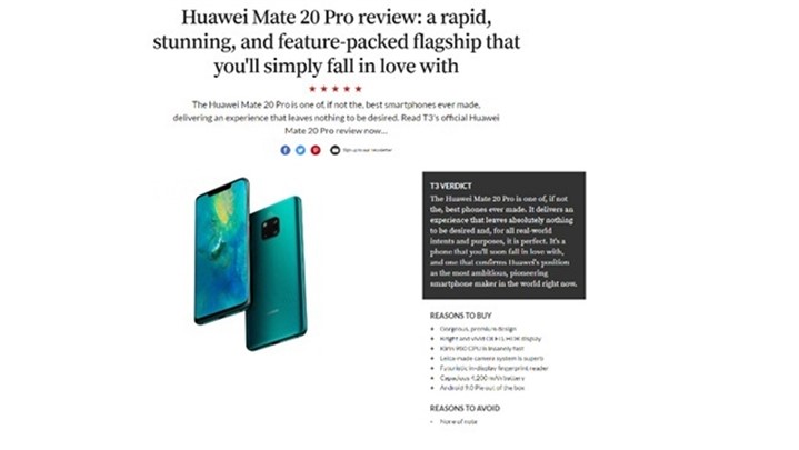 استقبال رسانه‌های معتبر دنیا در بررسی Huawei mate 20