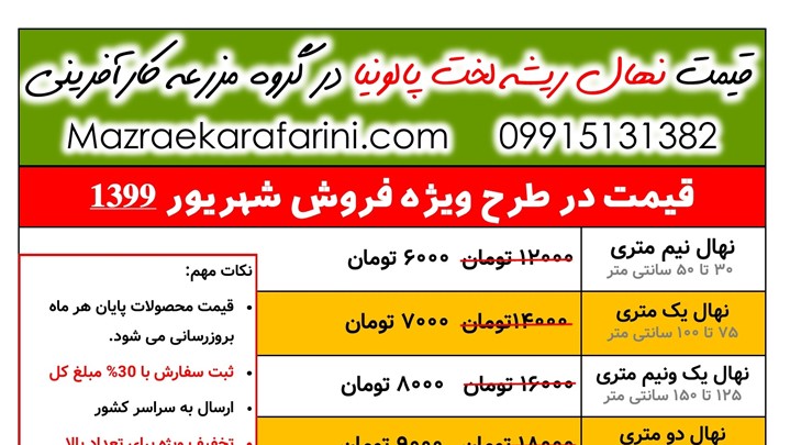 پیش فروش نهال ریشه لخت پالونیا